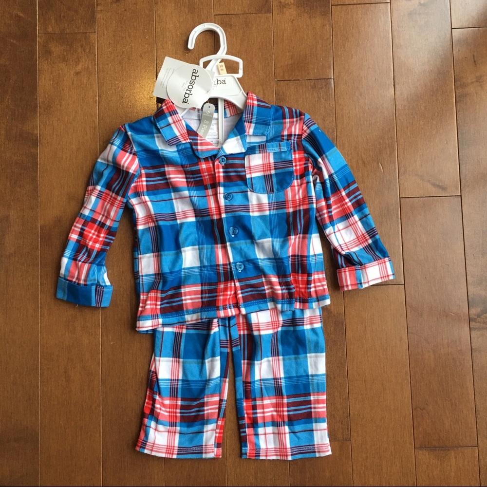 NEW Absorba Plaid Pajama Set 12m